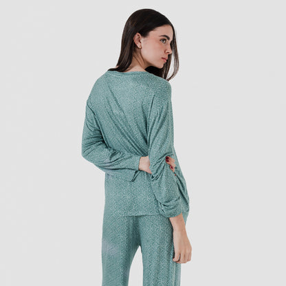Pijama largo viscosa mujer Virgo Verde Agua