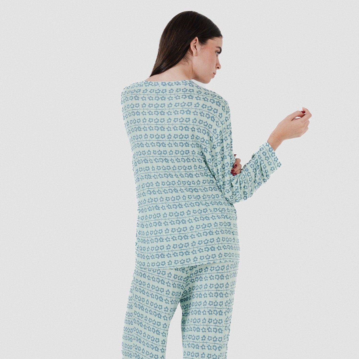 Pigiama lungo in viscosa da donna Capricornio rosa