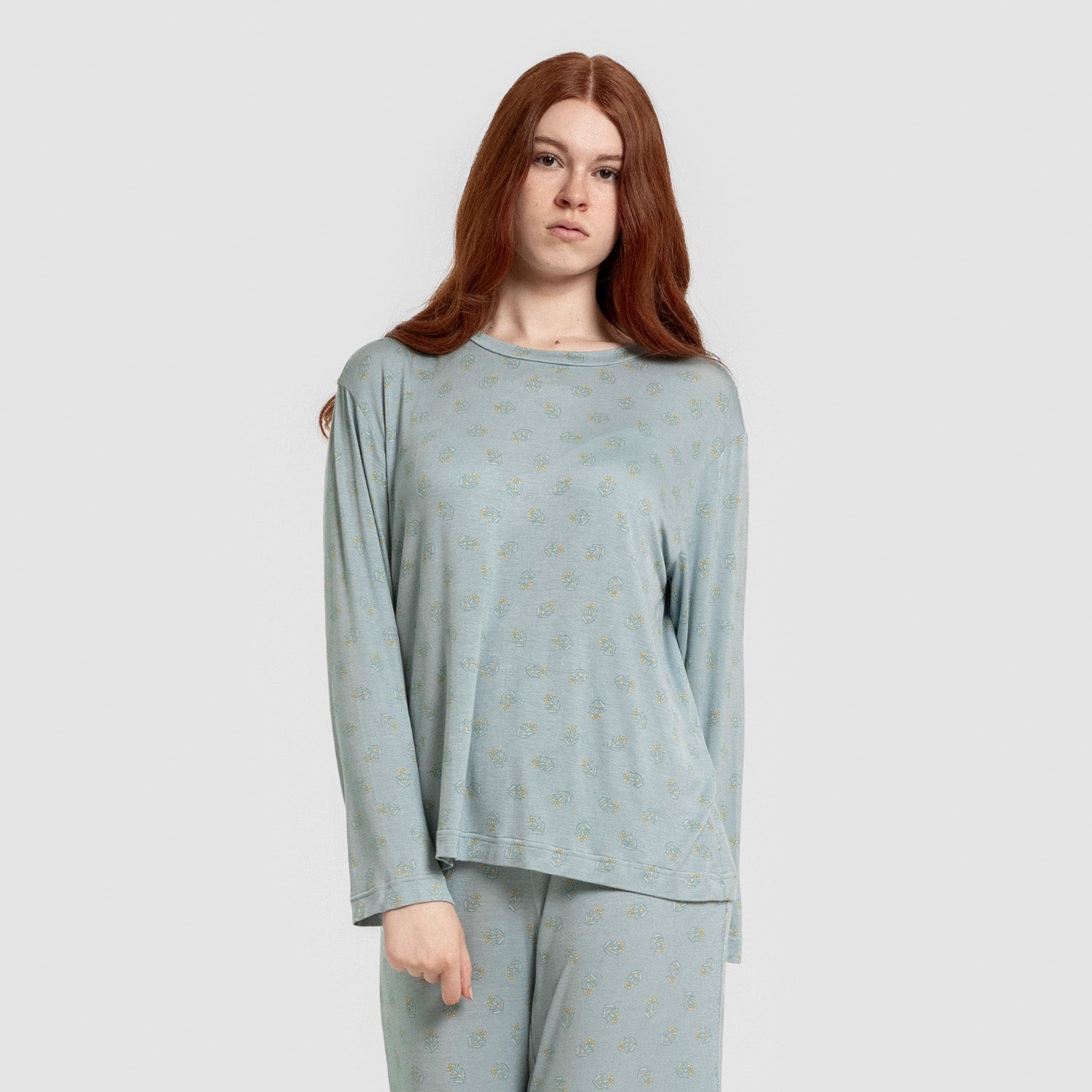 Pijama largo viscosa mujer Spring azul agua