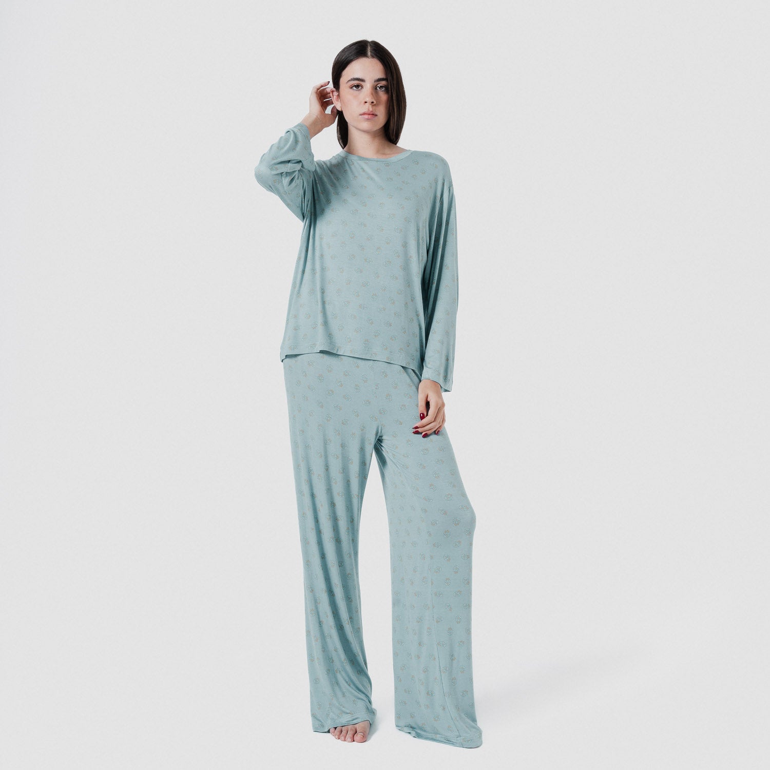 Pijama largo viscosa mujer Spring Azul Agua
