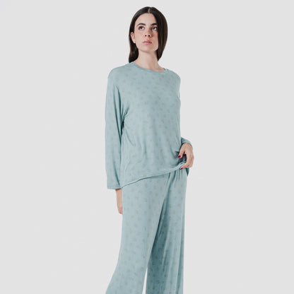 Pijama largo viscosa mujer Spring Azul Agua