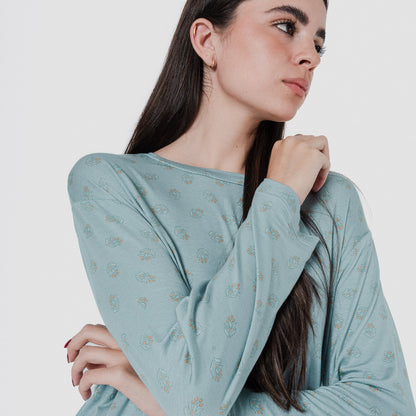 Pijama largo viscosa mujer Spring Azul Agua