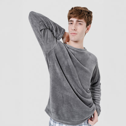 Pijama coral hombre Cuadro Gustavo gris