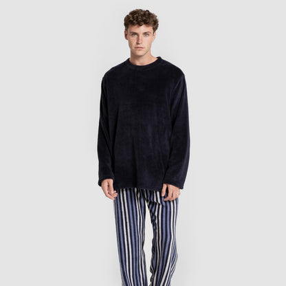 Pijama coral hombre Raya Vinicius azul marino