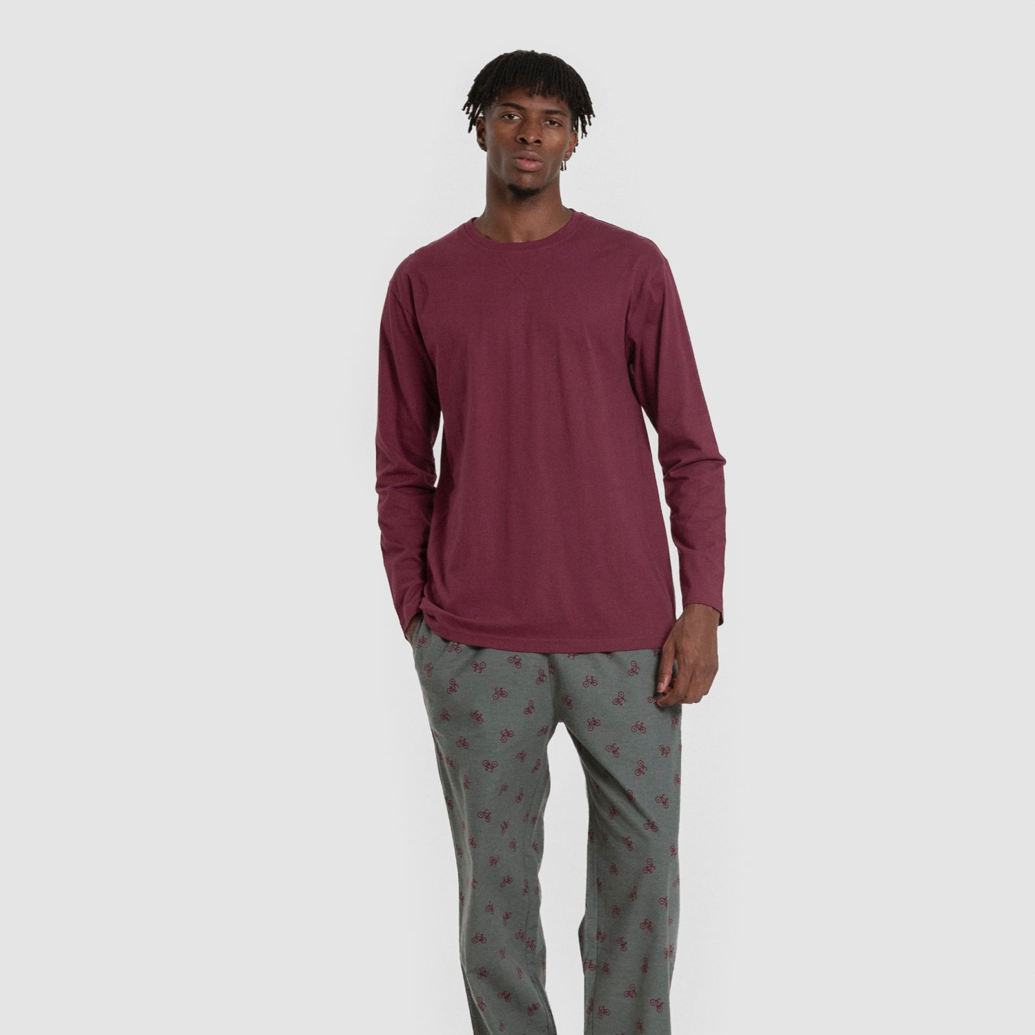 Pijama hombre franela Sierpes burdeos