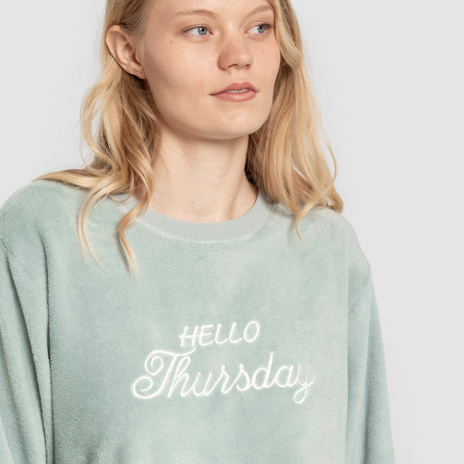 Pijama feminino com punho coral Hello Thursday Green Tiffany
