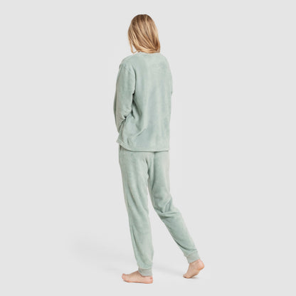 Pijama feminino com punho coral Hello Thursday Green Tiffany