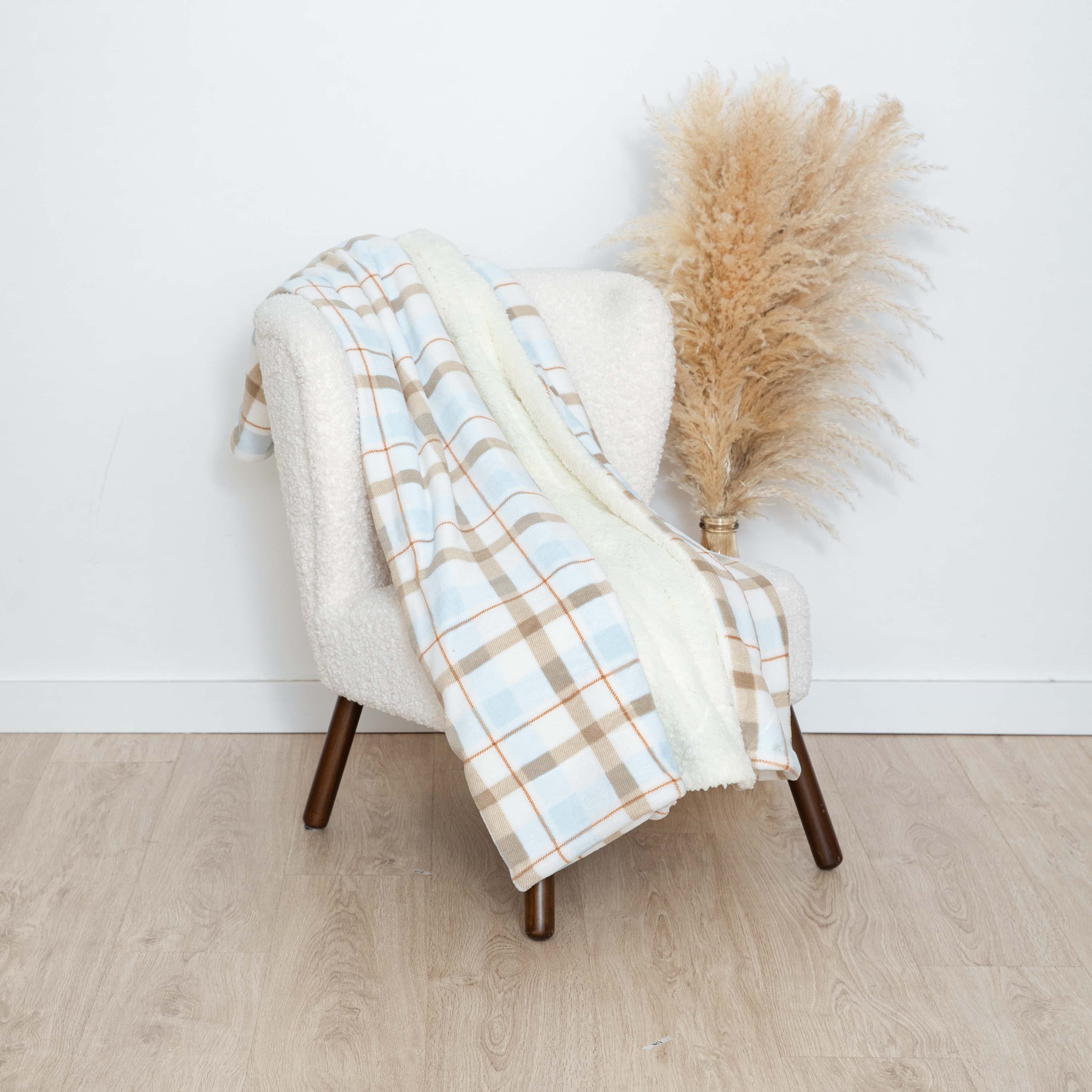 Manta sherpa Cuadro Noric celeste