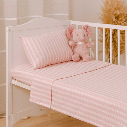 Juego de sábanas franela Raya Marsella rosa keike cuna