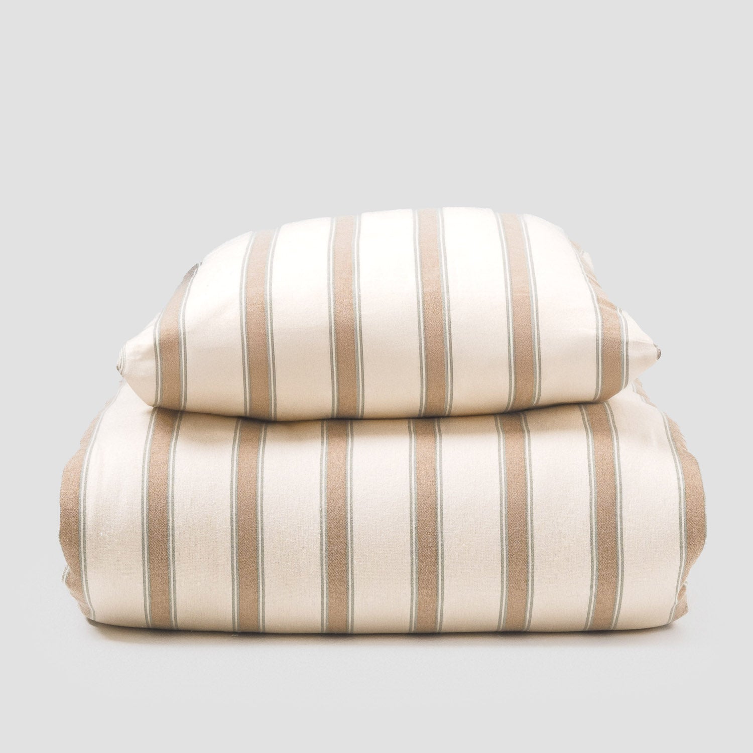 Capa de edredão franela Raya Sitges verde-seco - taupe