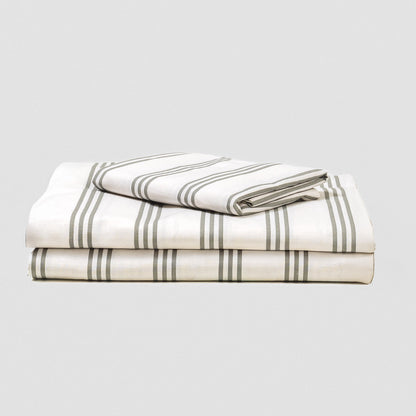 Juego de sábanas algodón Raya Amunia verde seco