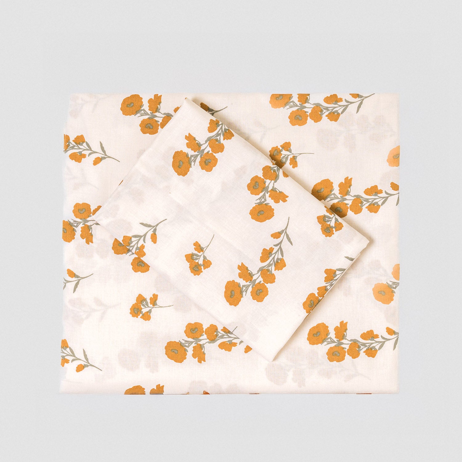 Juego de sábanas algodón Nundia verde seco - ocre