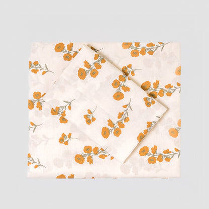 Juego de sábanas algodón Nundia verde seco - ocre