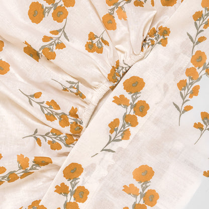 Juego de sábanas algodón Nundia verde seco - ocre