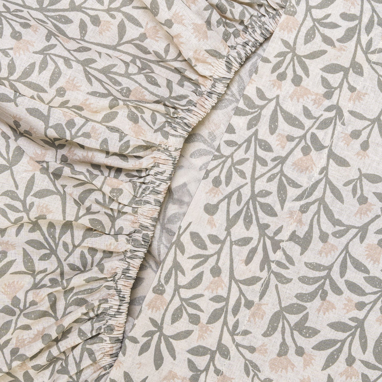 Juego de sábanas algodón Eureka verde seco - topo