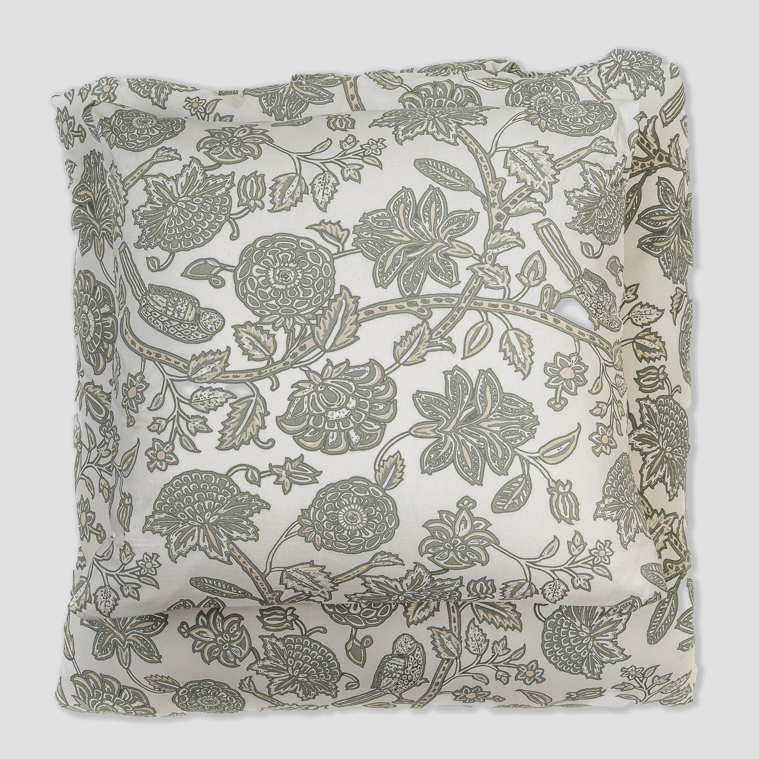 Capa de edredão de algodão Enelia verde seco - taupe