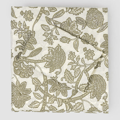 Juego de sábanas algodón Enelia verde seco - topo