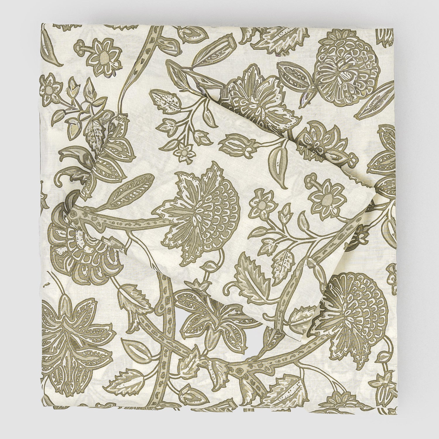 Jogo de lençóis de algodão Enelia verde seco - topo