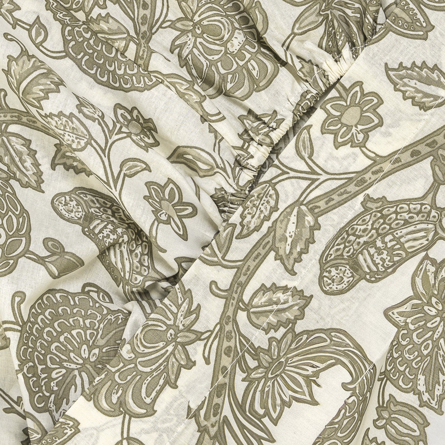 Juego de sábanas algodón Enelia verde seco - topo