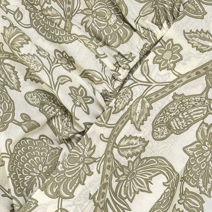 Juego de sábanas algodón Enelia verde seco - topo