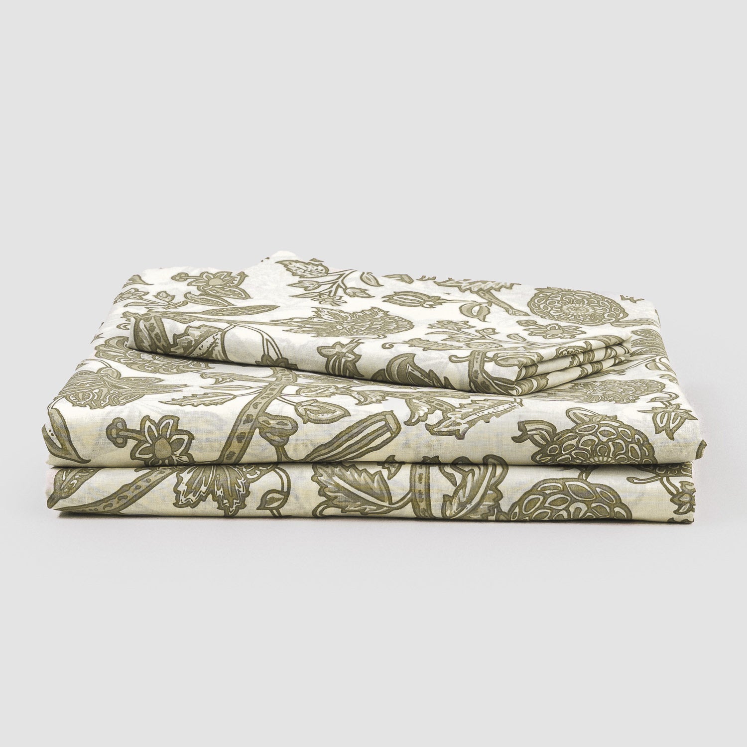 Juego de sábanas algodón Enelia verde seco - topo