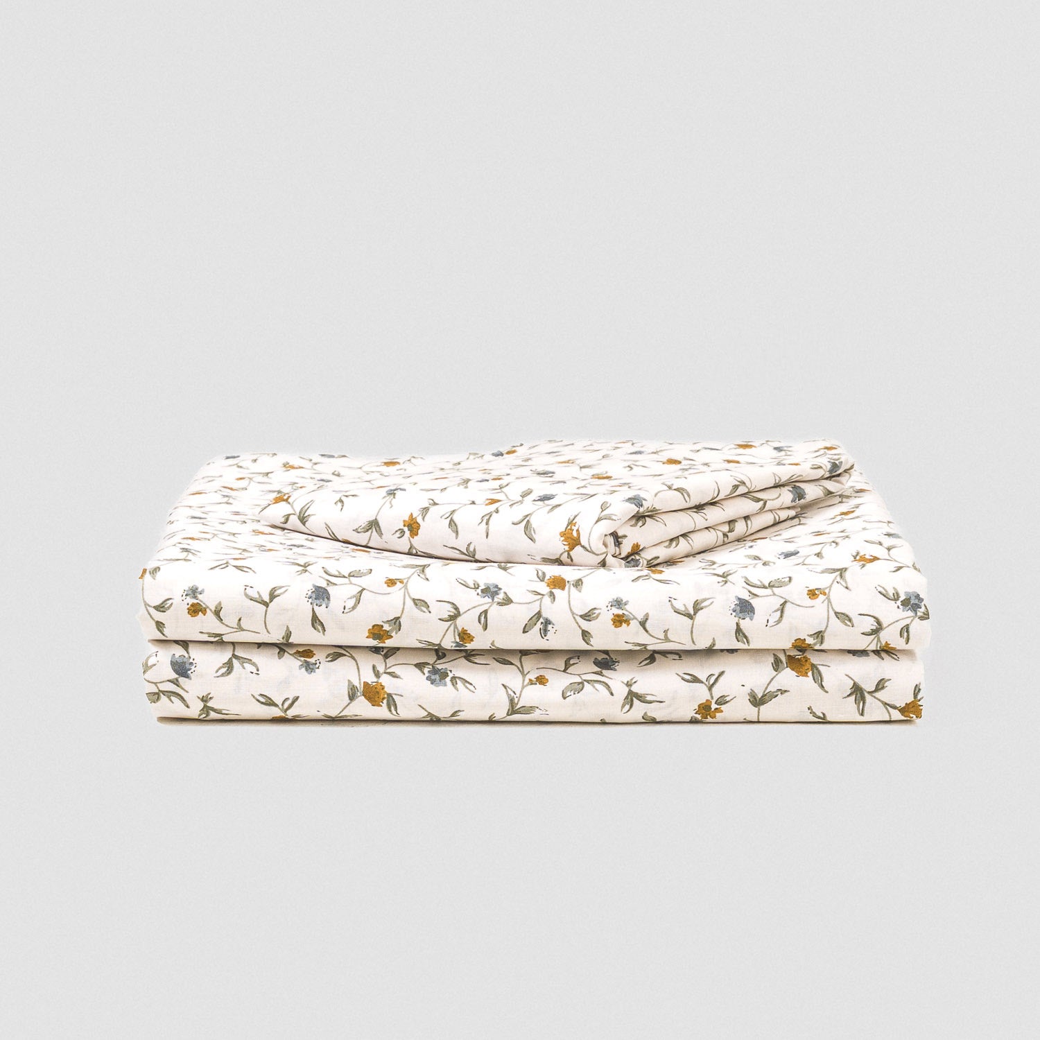 Juego de sábana de algodón Triana Verde Seco-Ocre-Azul Keike