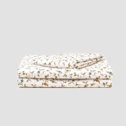 Juego de sábana de algodón Triana Verde Seco-Ocre-Azul Keike