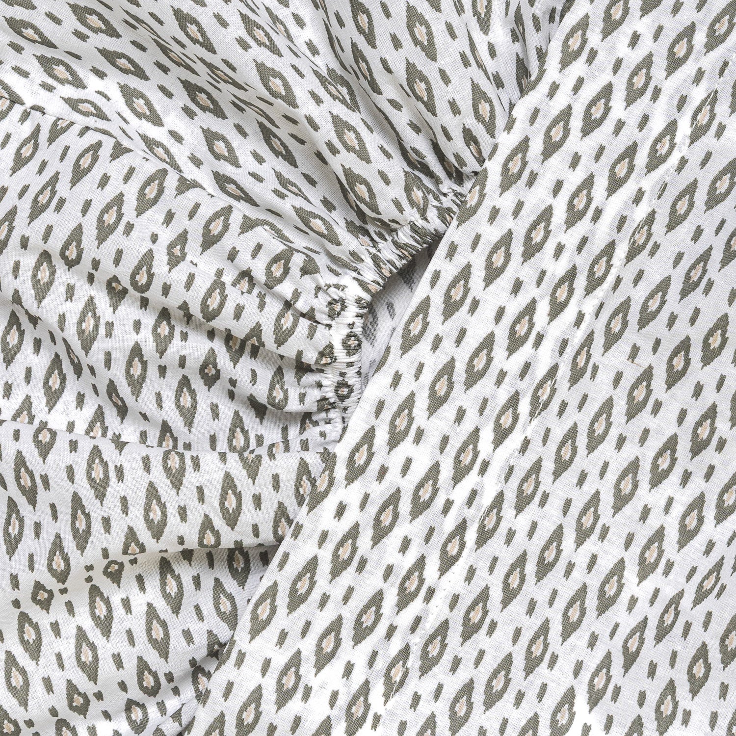 Juego de sábanas algodón Nerdana verde seco - topo