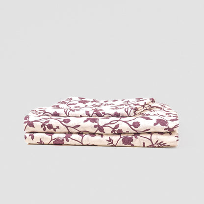 Juego de sábana de algodón Helena Malva/Rosa