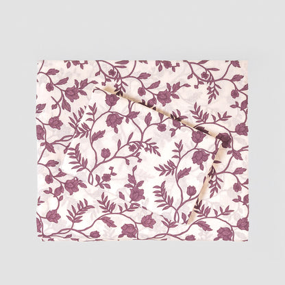 Juego de sábana de algodón Helena Malva/Rosa