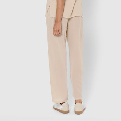 Pantalón largo de mujer de viscosa bambula beige