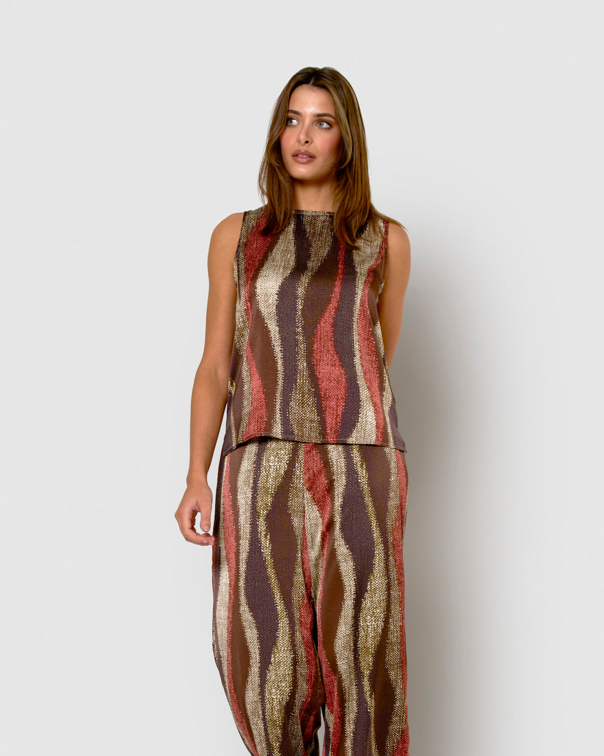 Ensemble satin, sahana vert chasse
