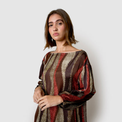 Robe longue satinée, sahana chasse vert