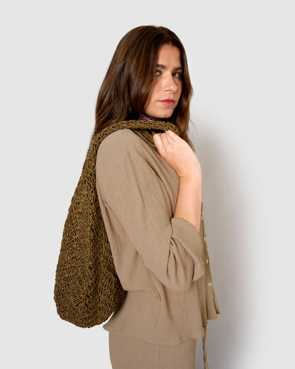 chemise en coton et lin à cordes