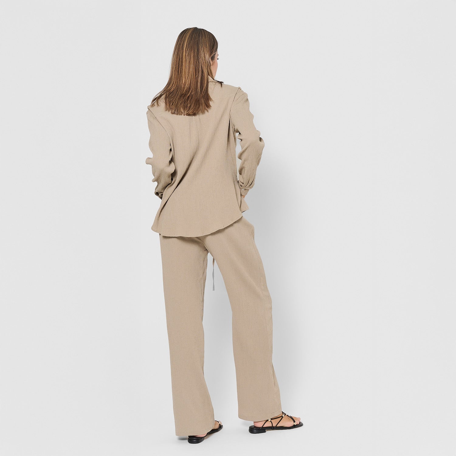 Camisa de algodón flex cuello camisero cuerda