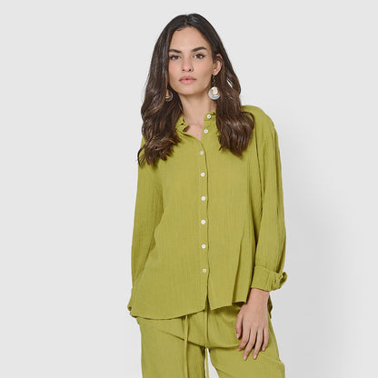 Camisa de algodón flex cuello camisero lima