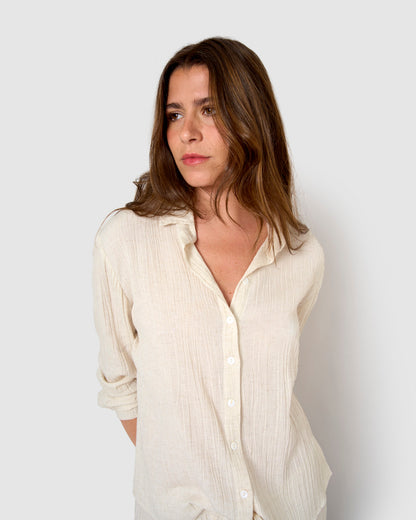 Camisa algodón lino natural