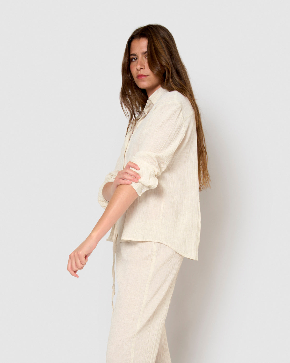 Camisa algodón lino natural