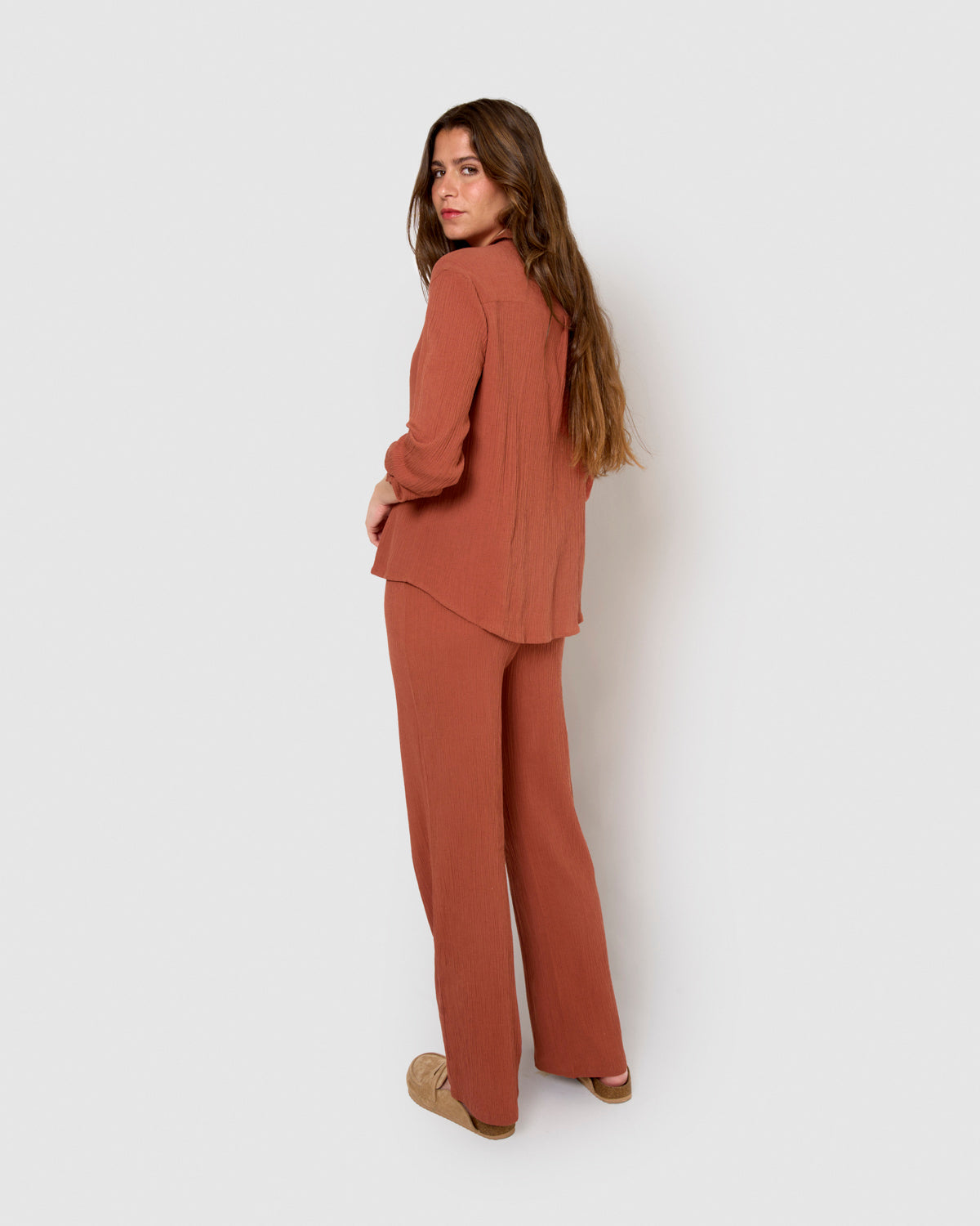 Camisa algodón lino rosette