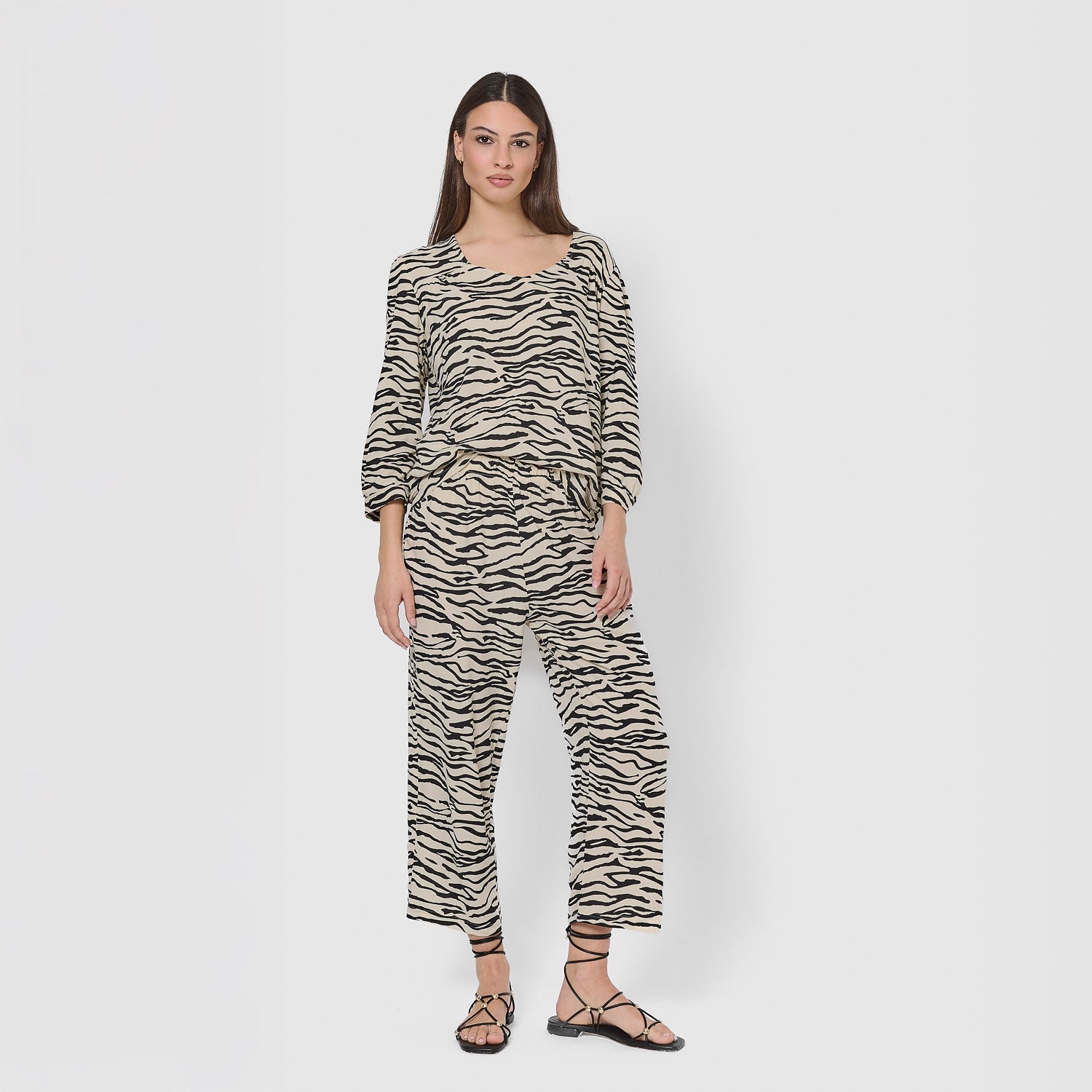 Set midi viscosa yves beige/negro