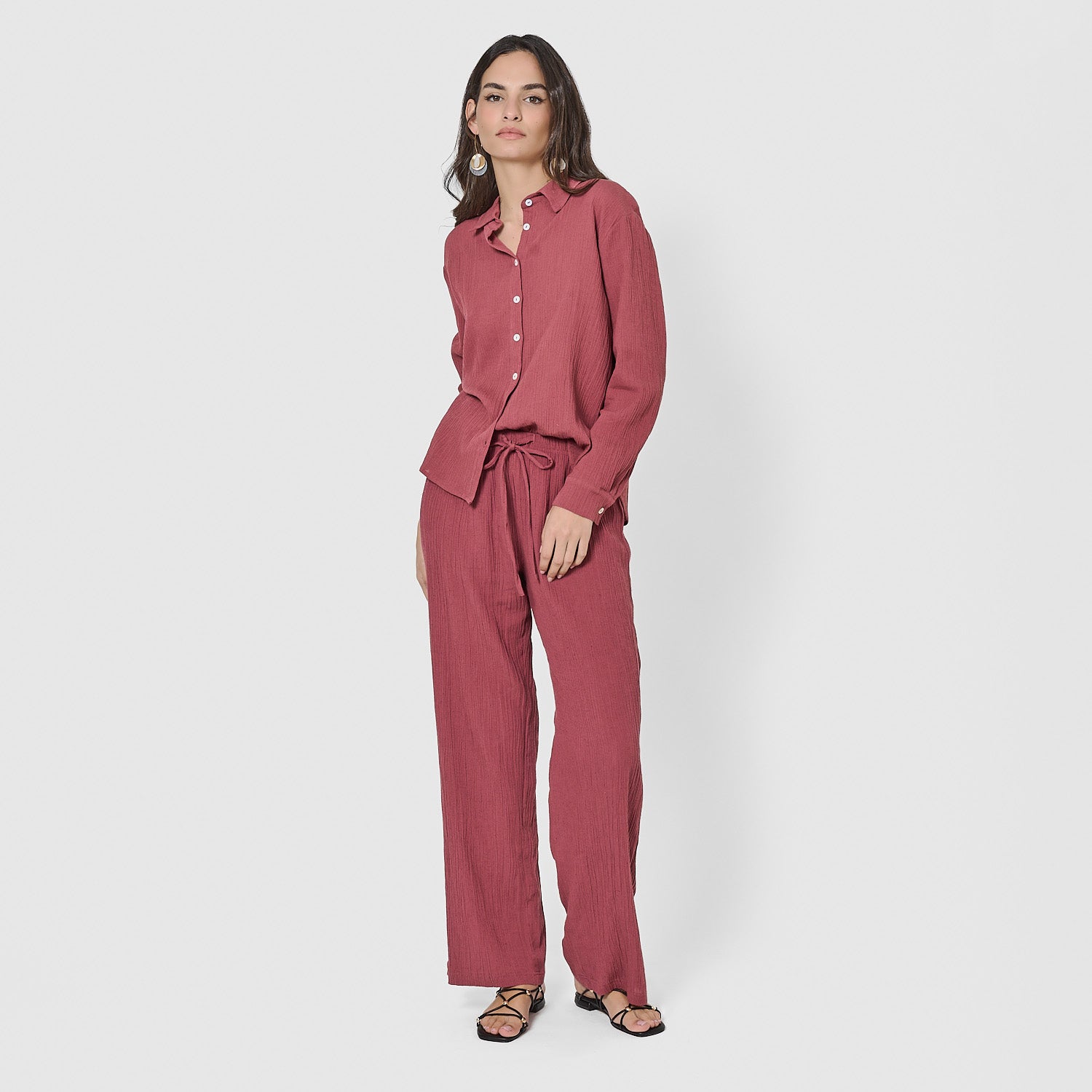Pantalón de algodón flex malva/rosa