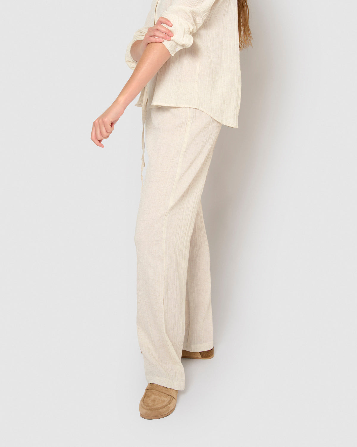 Pantalon en lin et coton naturel