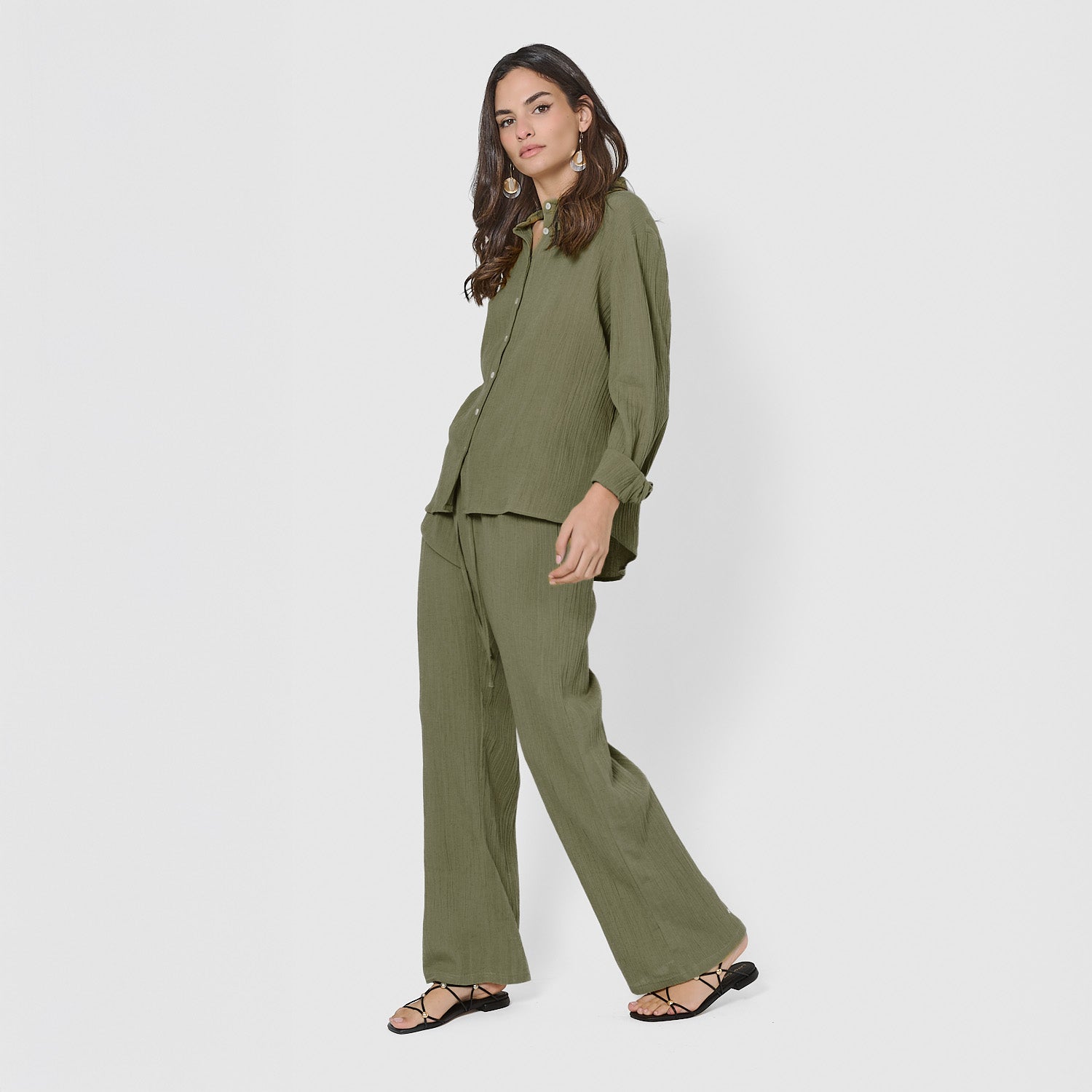 Pantalón de algodón flex verde cacería