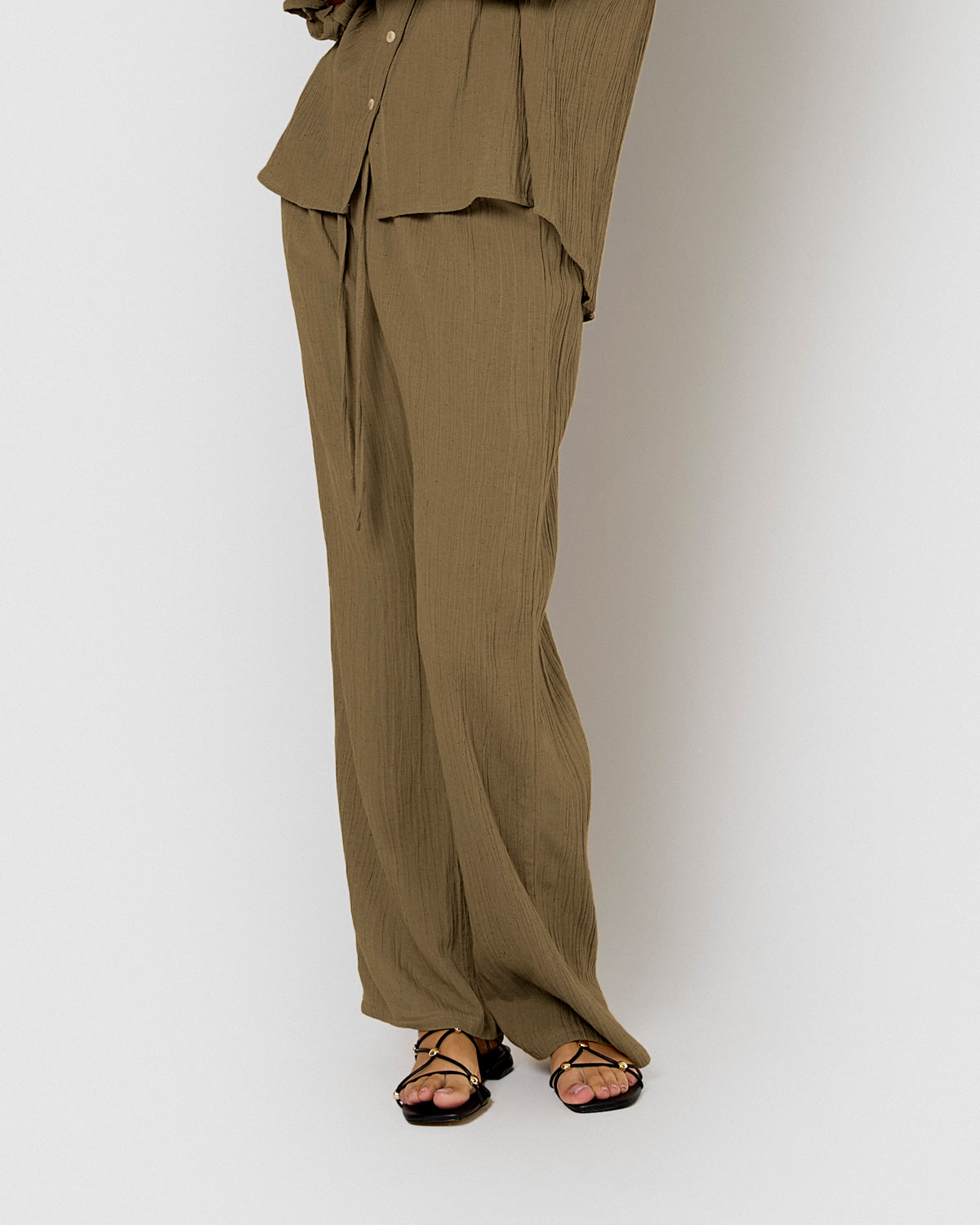 Pantalón algodón lino verde cacería