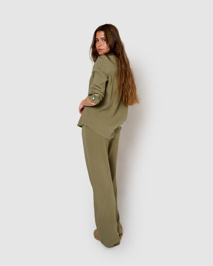 pantalon de chasse en coton et lin vert
