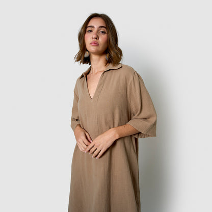 Vestido corto muselina cuerda