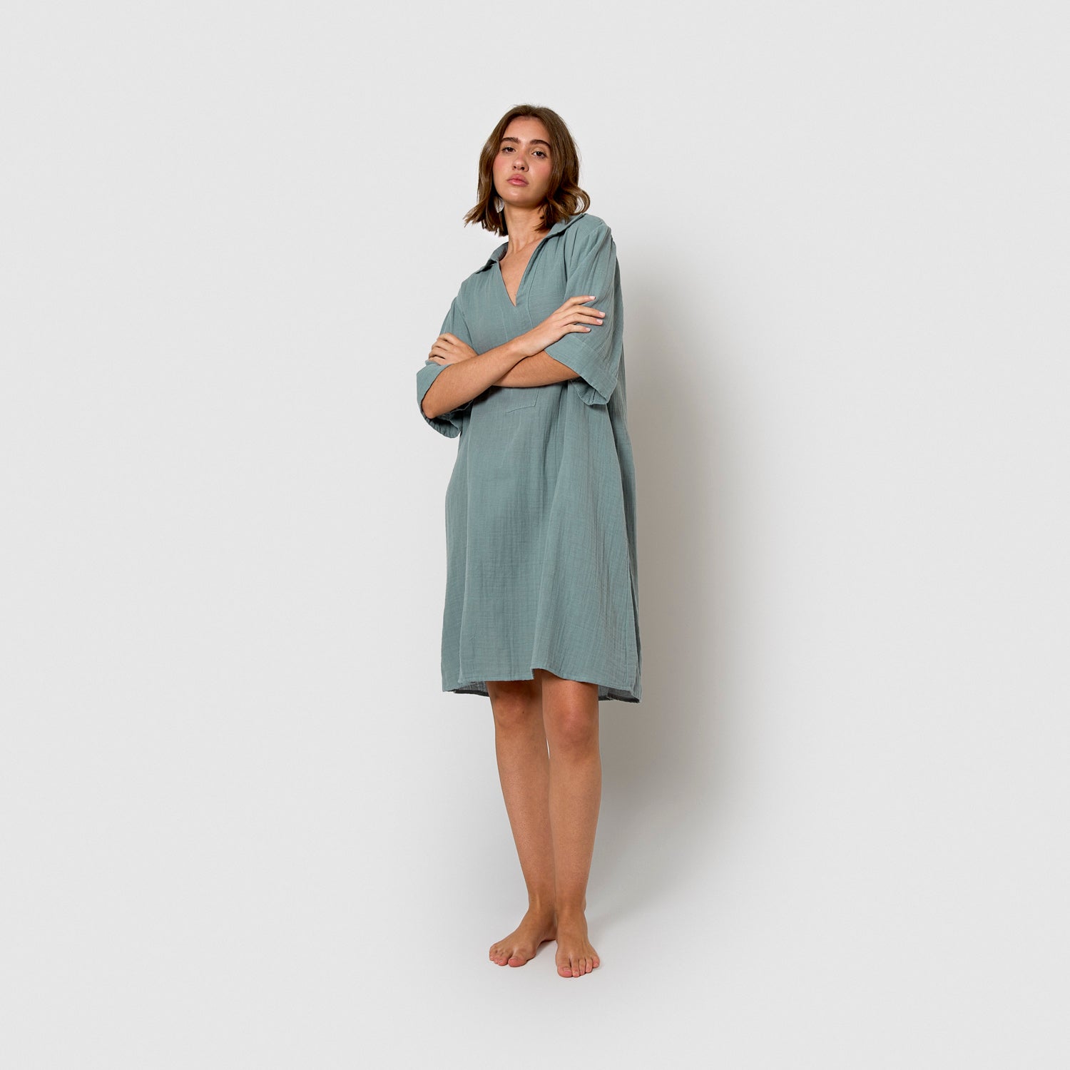 Vestido corto muselina índigo