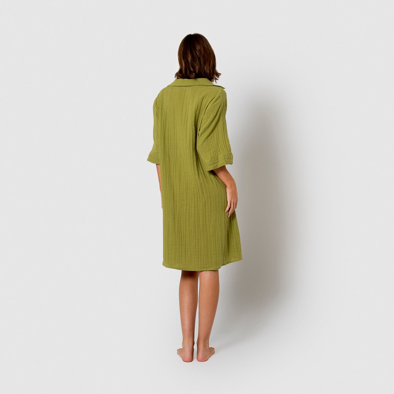 Abito corto in mussola color lime