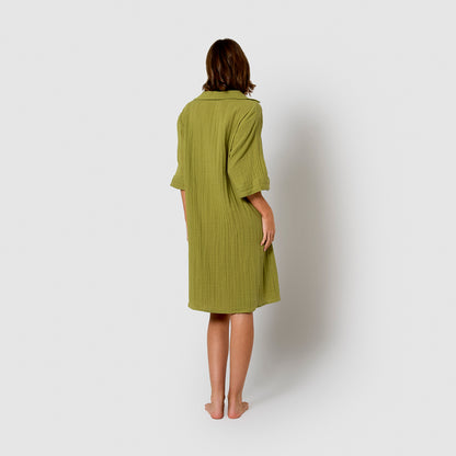 Abito corto in mussola color lime