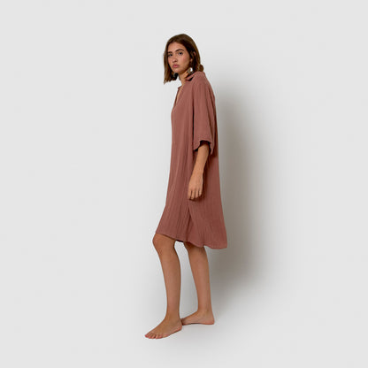 Abito corto in mussola con rosette